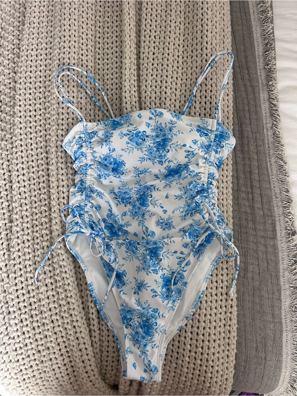 wild fable White One-Piece with Blue Floral Accents